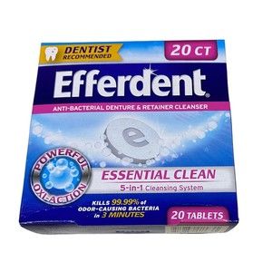 Efferdent Denture Cleanser Tablets Anti-Bacterial Complete Clean 20 Tablets